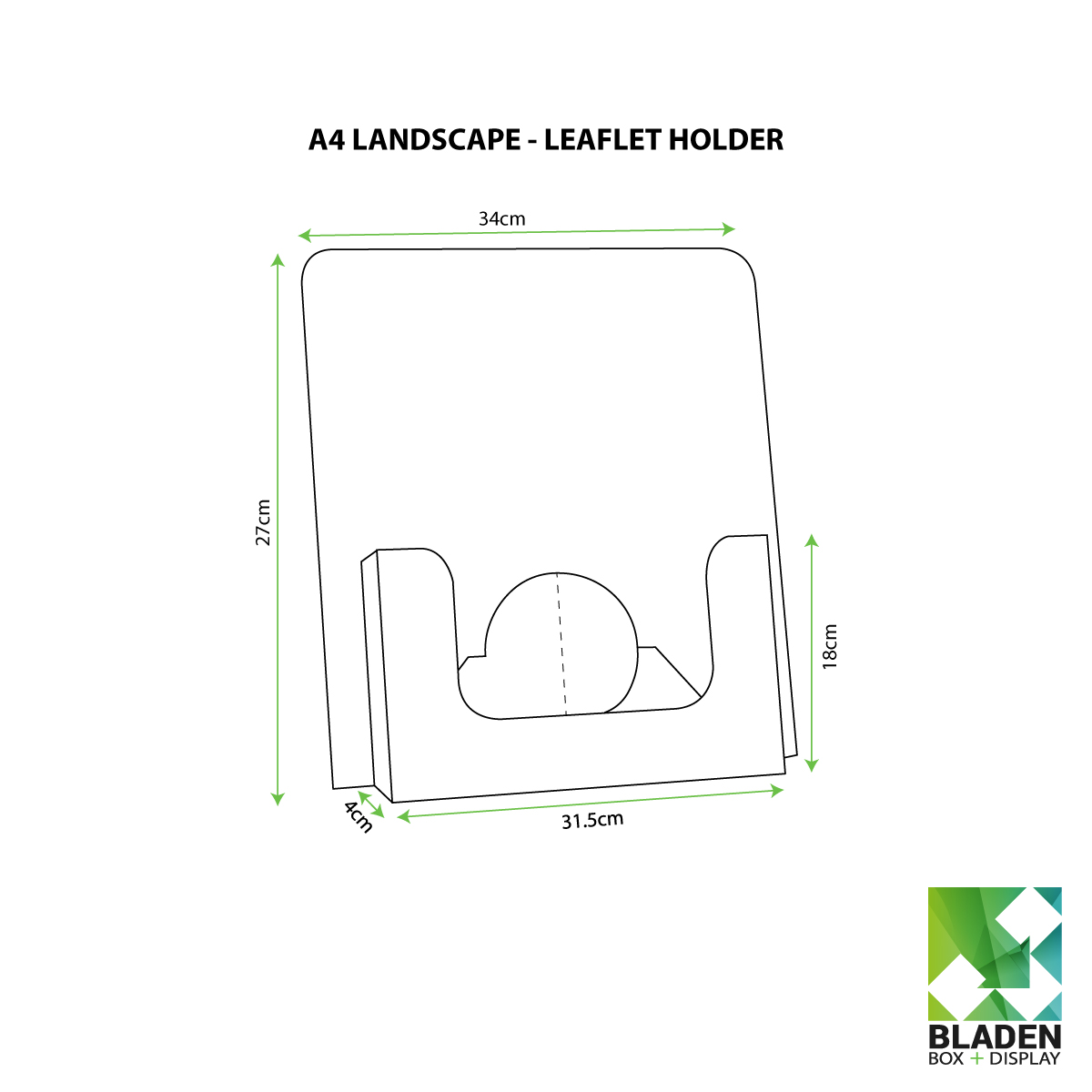 A4 Landscape Leaflet Holder Line Drawing