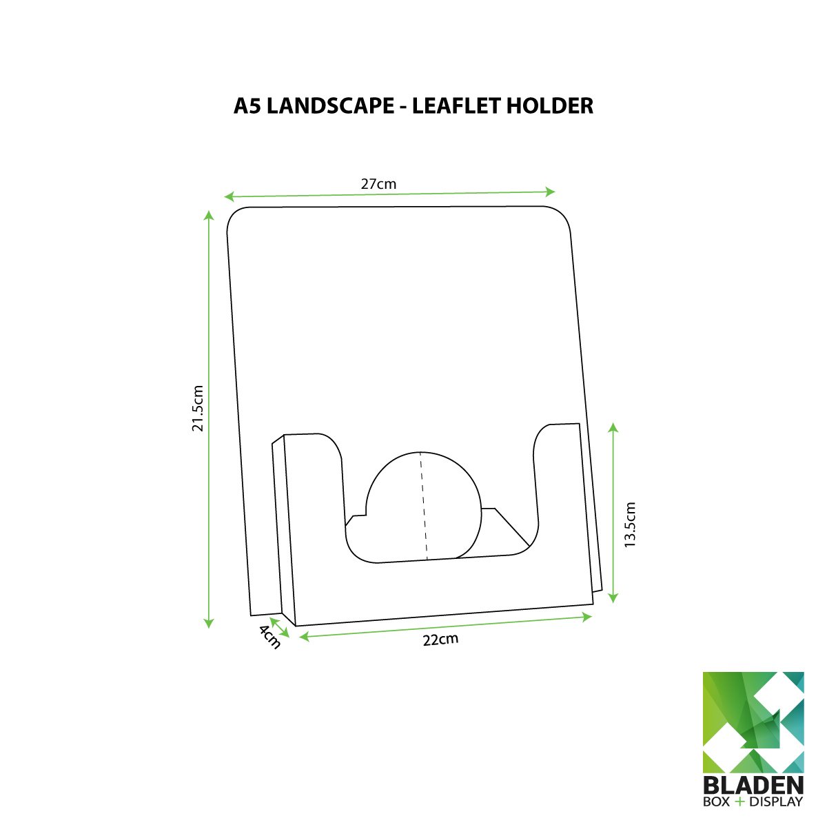A5 Landscape Leaflet Holder Line Drawing