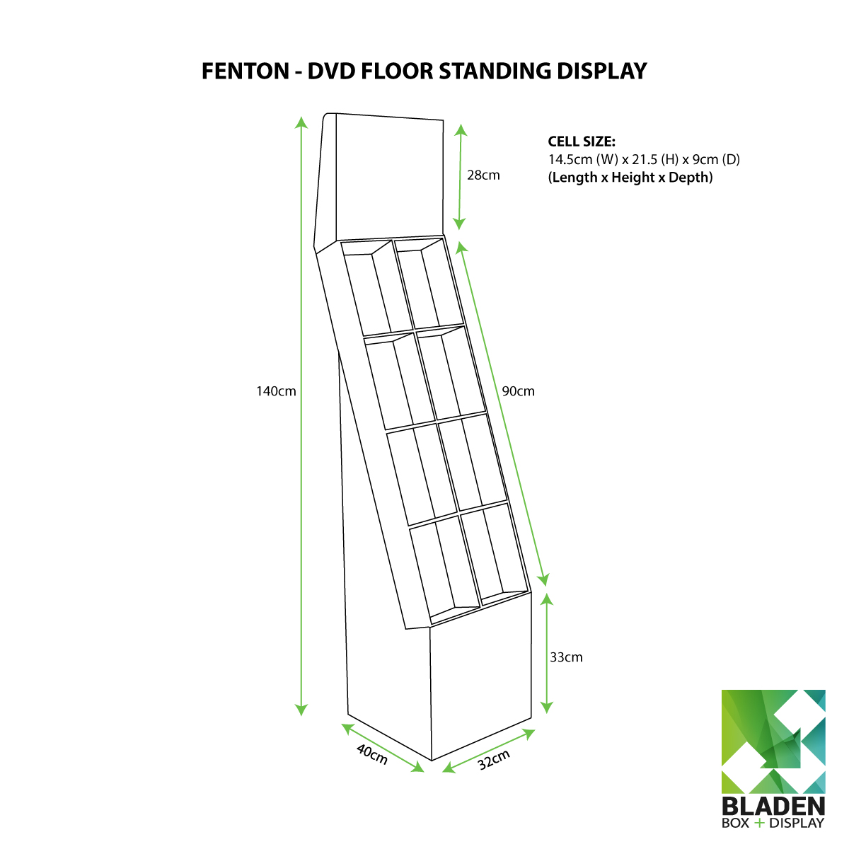 Floor Standing Display - Fenton DVD Line Drawing