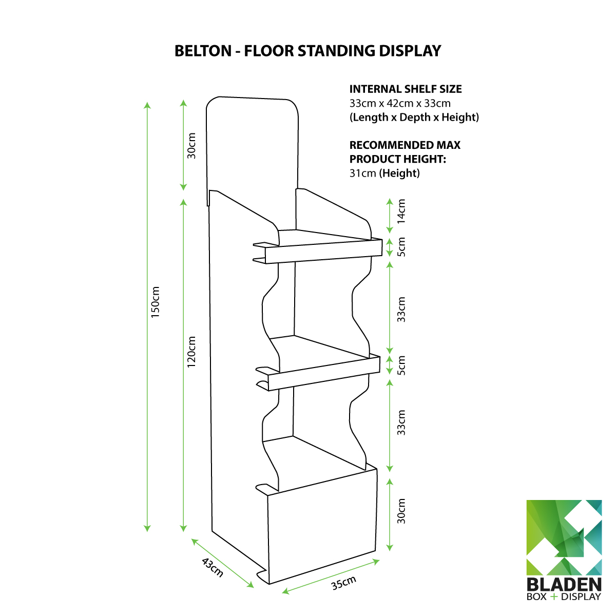 Floor Standing Display - Belton 3 Shelf