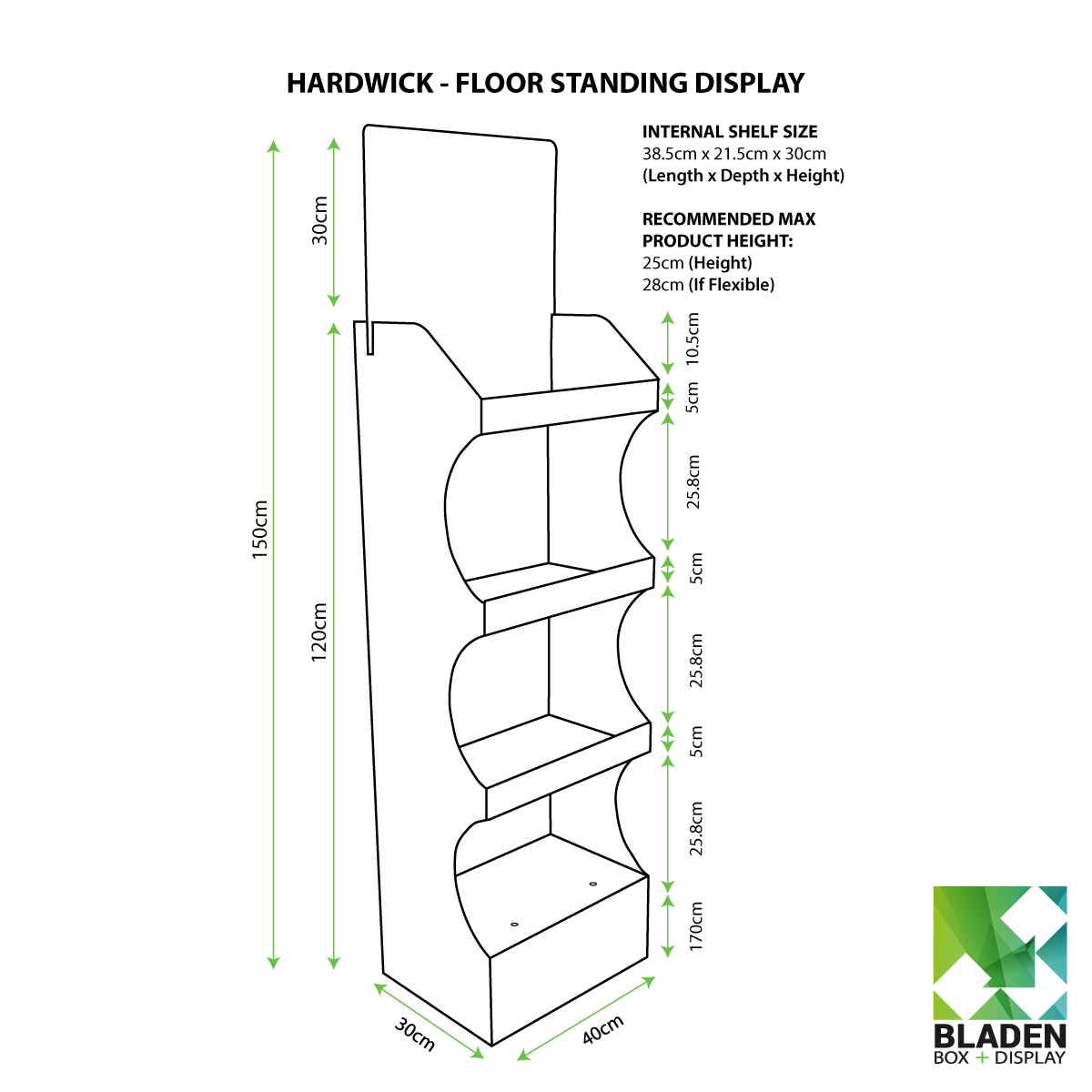 Floor Standing Display - Hardwick - Line Drawing